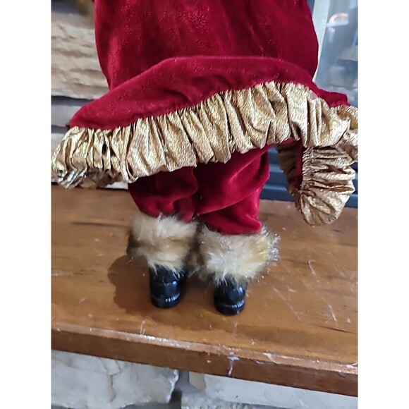 Victorian Christmas Santa Mantel Table Top Figurine 19”Fur Trim Elegant Velvet - Picture 15 of 16